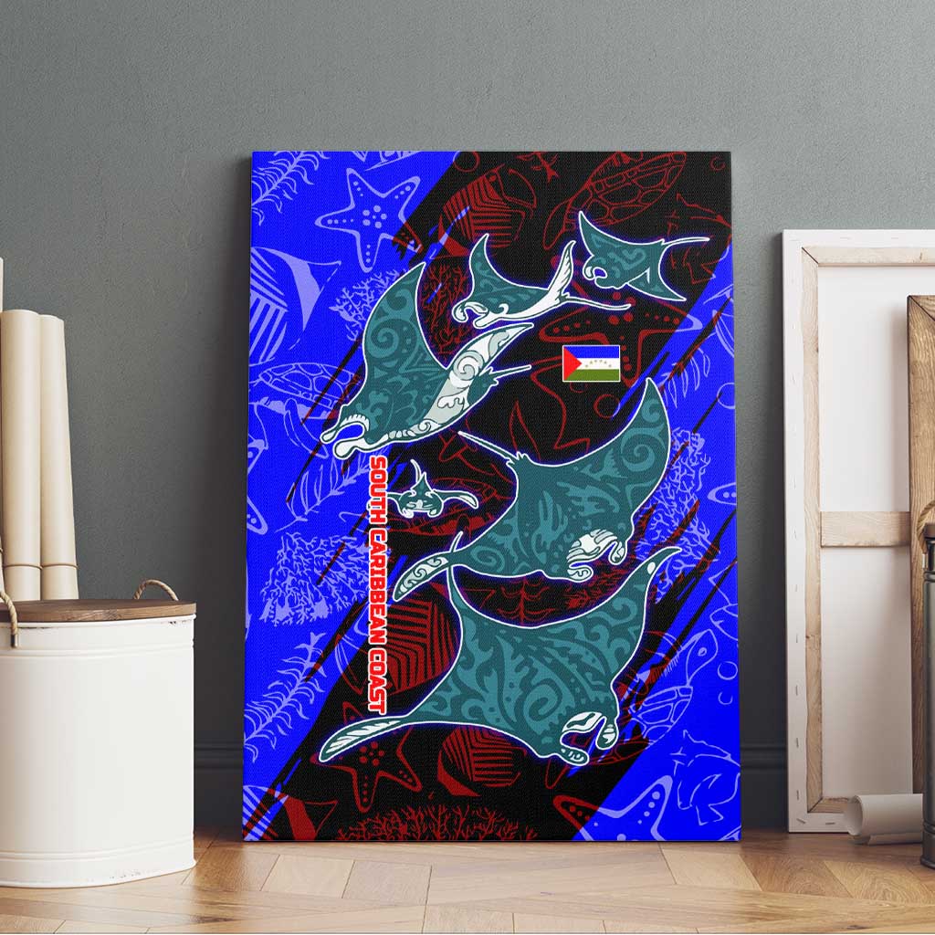 South Caribbean Coast Nicaragua Canvas Wall Art with Manta Ray Coral Reef and Dive into the Spirit Design - Wonder Print Shop