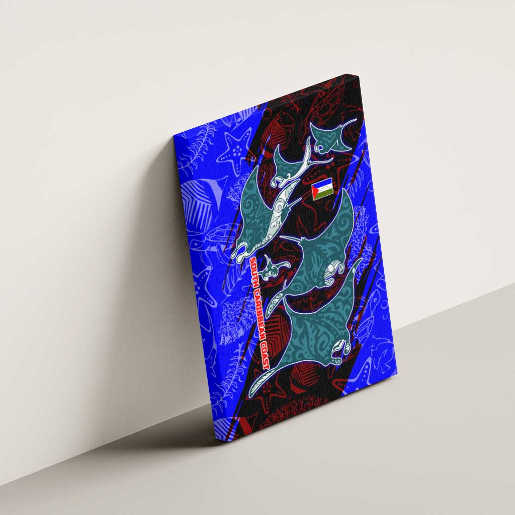 South Caribbean Coast Nicaragua Canvas Wall Art with Manta Ray Coral Reef and Dive into the Spirit Design - Wonder Print Shop