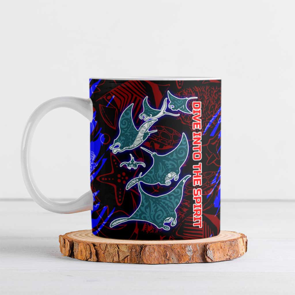 South Caribbean Coast Nicaragua Ceramic Mug with Manta Ray Coral Reef and Dive into the Spirit Design - Wonder Print Shop