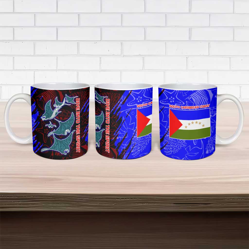 South Caribbean Coast Nicaragua Ceramic Mug with Manta Ray Coral Reef and Dive into the Spirit Design - Wonder Print Shop