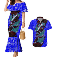 South Caribbean Coast Nicaragua Couples Matching Mermaid Dress and Hawaiian Shirt with Manta Ray Coral Reef and Dive into the Spirit Design - Wonder Print Shop