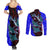 South Caribbean Coast Nicaragua Couples Matching Summer Maxi Dress and Long Sleeve Button Shirt with Manta Ray Coral Reef and Dive into the Spirit Design - Wonder Print Shop