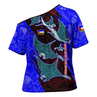 South Caribbean Coast Nicaragua Cross Shoulder Shirt with Manta Ray Coral Reef and Dive into the Spirit Design - Wonder Print Shop