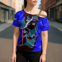 South Caribbean Coast Nicaragua Cross Shoulder Shirt with Manta Ray Coral Reef and Dive into the Spirit Design - Wonder Print Shop