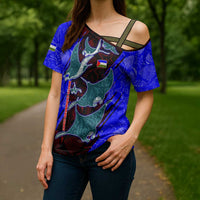 South Caribbean Coast Nicaragua Cross Shoulder Shirt with Manta Ray Coral Reef and Dive into the Spirit Design - Wonder Print Shop