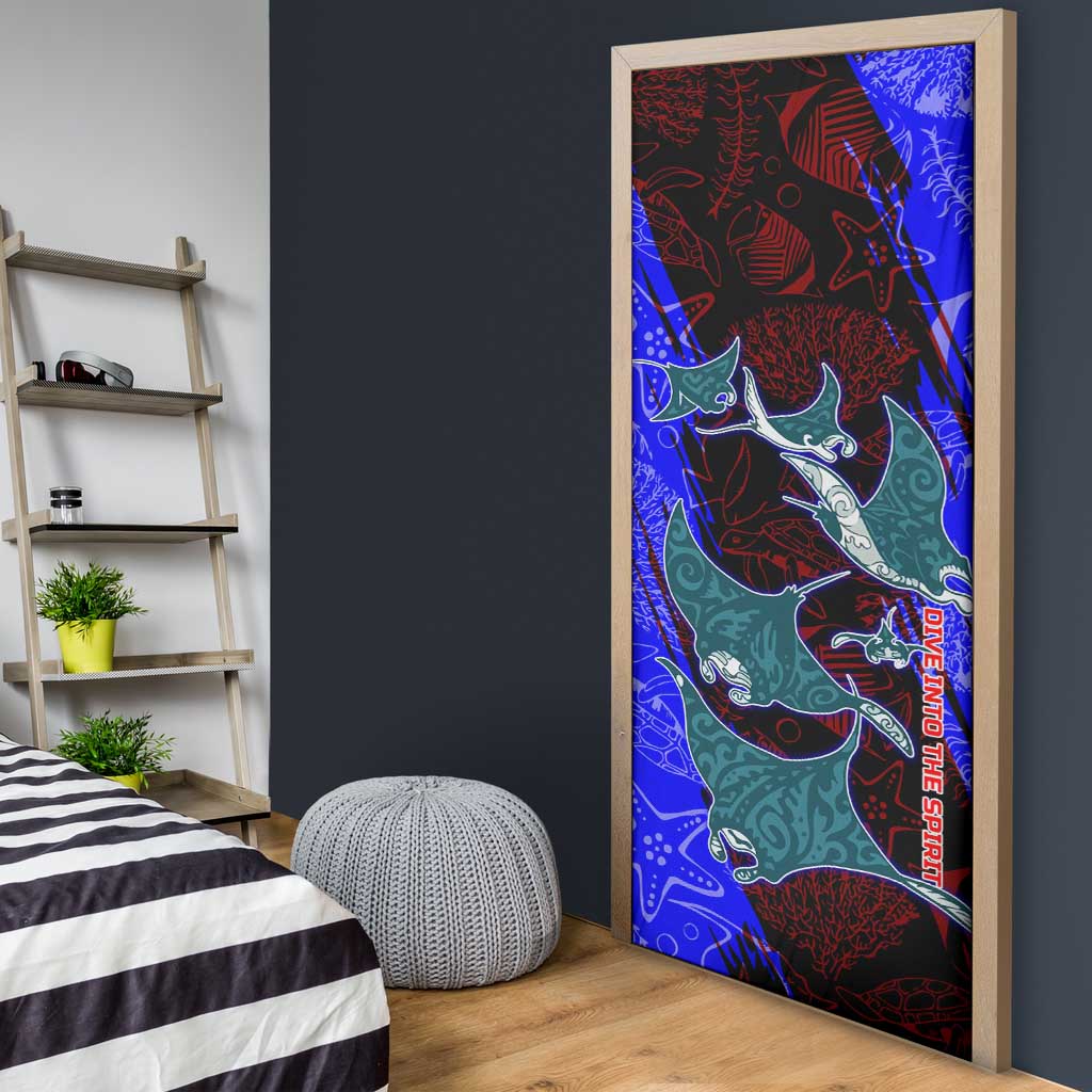 South Caribbean Coast Nicaragua Door Cover with Manta Ray Coral Reef and Dive into the Spirit Design - Wonder Print Shop