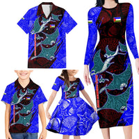 South Caribbean Coast Nicaragua Family Matching Long Sleeve Bodycon Dress and Hawaiian Shirt with Manta Ray Coral Reef and Dive into the Spirit Design - Wonder Print Shop