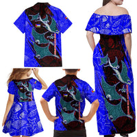 South Caribbean Coast Nicaragua Family Matching Off Shoulder Maxi Dress and Hawaiian Shirt with Manta Ray Coral Reef and Dive into the Spirit Design - Wonder Print Shop