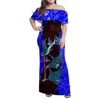 South Caribbean Coast Nicaragua Family Matching Off Shoulder Maxi Dress and Hawaiian Shirt with Manta Ray Coral Reef and Dive into the Spirit Design - Wonder Print Shop