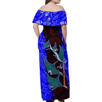 South Caribbean Coast Nicaragua Family Matching Off Shoulder Maxi Dress and Hawaiian Shirt with Manta Ray Coral Reef and Dive into the Spirit Design - Wonder Print Shop
