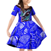 South Caribbean Coast Nicaragua Family Matching Off Shoulder Short Dress and Hawaiian Shirt with Manta Ray Coral Reef and Dive into the Spirit Design - Wonder Print Shop