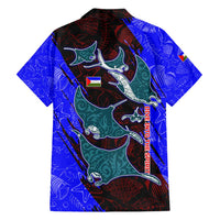 South Caribbean Coast Nicaragua Family Matching Off Shoulder Short Dress and Hawaiian Shirt with Manta Ray Coral Reef and Dive into the Spirit Design - Wonder Print Shop