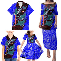 South Caribbean Coast Nicaragua Family Matching Puletasi and Hawaiian Shirt with Manta Ray Coral Reef and Dive into the Spirit Design - Wonder Print Shop