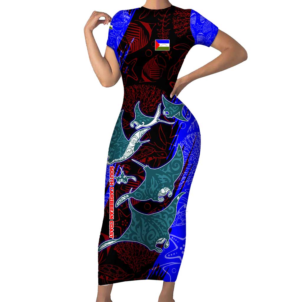 South Caribbean Coast Nicaragua Family Matching Short Sleeve Bodycon Dress and Hawaiian Shirt with Manta Ray Coral Reef and Dive into the Spirit Design - Wonder Print Shop