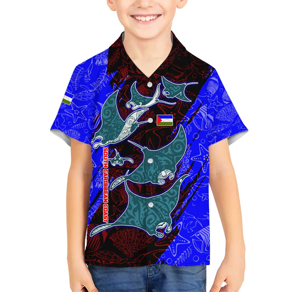 South Caribbean Coast Nicaragua Family Matching Summer Maxi Dress and Hawaiian Shirt with Manta Ray Coral Reef and Dive into the Spirit Design - Wonder Print Shop