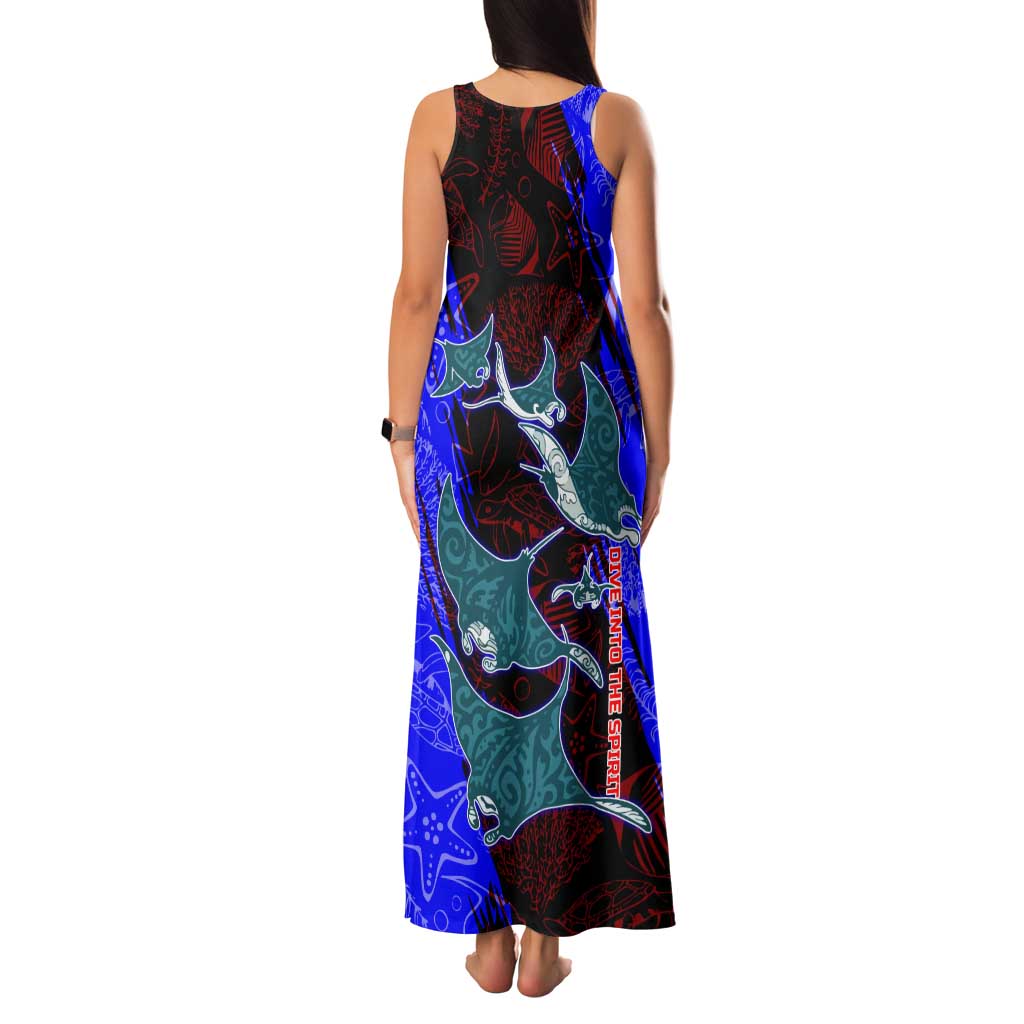 South Caribbean Coast Nicaragua Family Matching Tank Maxi Dress and Hawaiian Shirt with Manta Ray Coral Reef and Dive into the Spirit Design - Wonder Print Shop