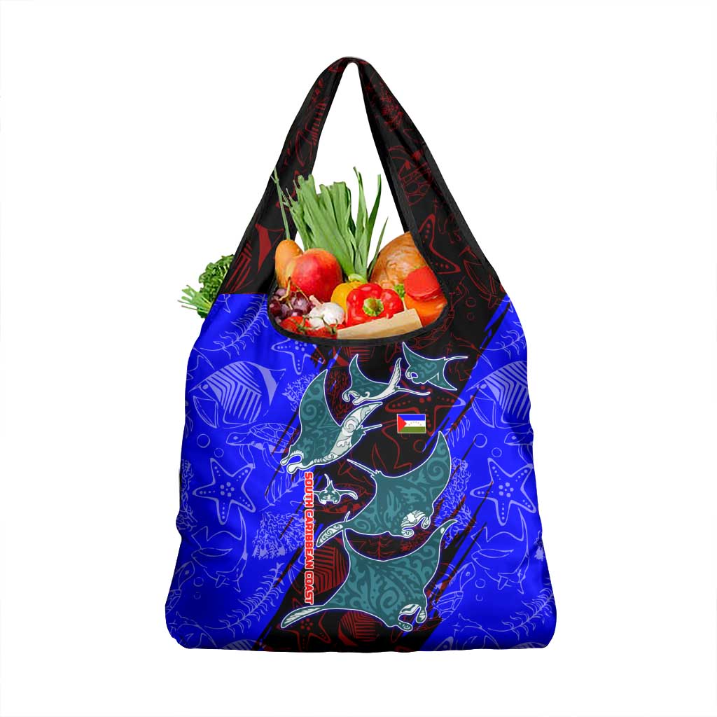 South Caribbean Coast Nicaragua Grocery Bag with Manta Ray Coral Reef and Dive into the Spirit Design - Wonder Print Shop