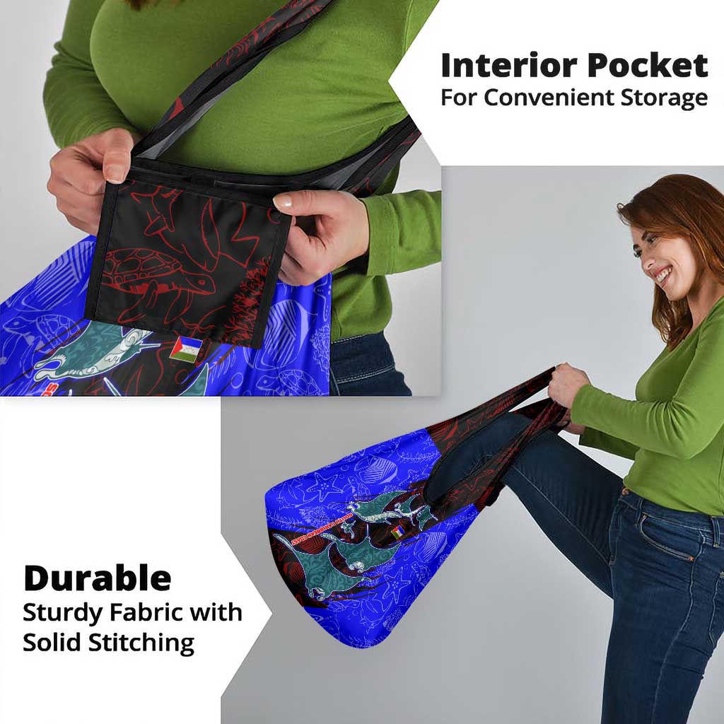 South Caribbean Coast Nicaragua Grocery Bag with Manta Ray Coral Reef and Dive into the Spirit Design - Wonder Print Shop