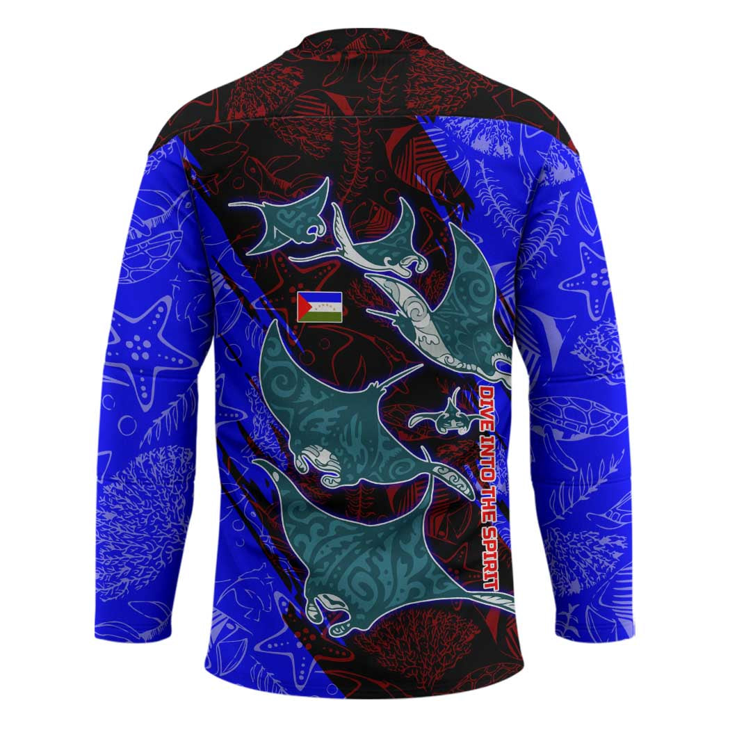 South Caribbean Coast Nicaragua Hockey Jersey with Manta Ray Coral Reef and Dive into the Spirit Design - Wonder Print Shop