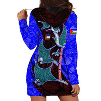 South Caribbean Coast Nicaragua Hoodie Dress with Manta Ray Coral Reef and Dive into the Spirit Design - Wonder Print Shop
