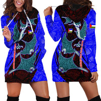 South Caribbean Coast Nicaragua Hoodie Dress with Manta Ray Coral Reef and Dive into the Spirit Design - Wonder Print Shop