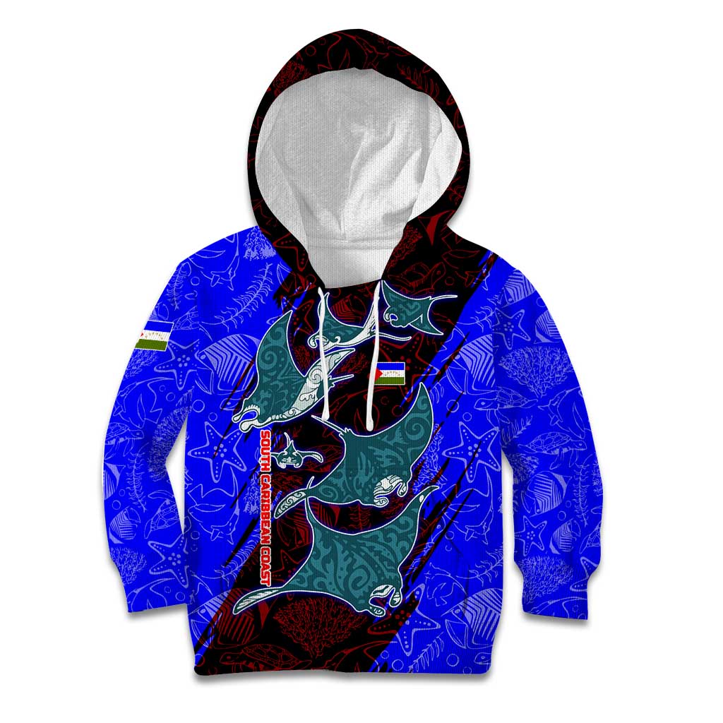 South Caribbean Coast Nicaragua Kid Hoodie with Manta Ray Coral Reef and Dive into the Spirit Design - Wonder Print Shop
