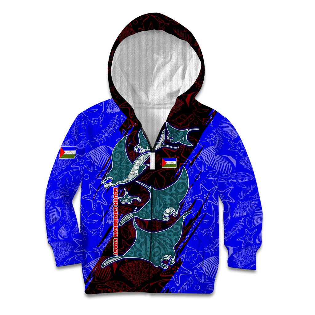 South Caribbean Coast Nicaragua Kid Hoodie with Manta Ray Coral Reef and Dive into the Spirit Design - Wonder Print Shop