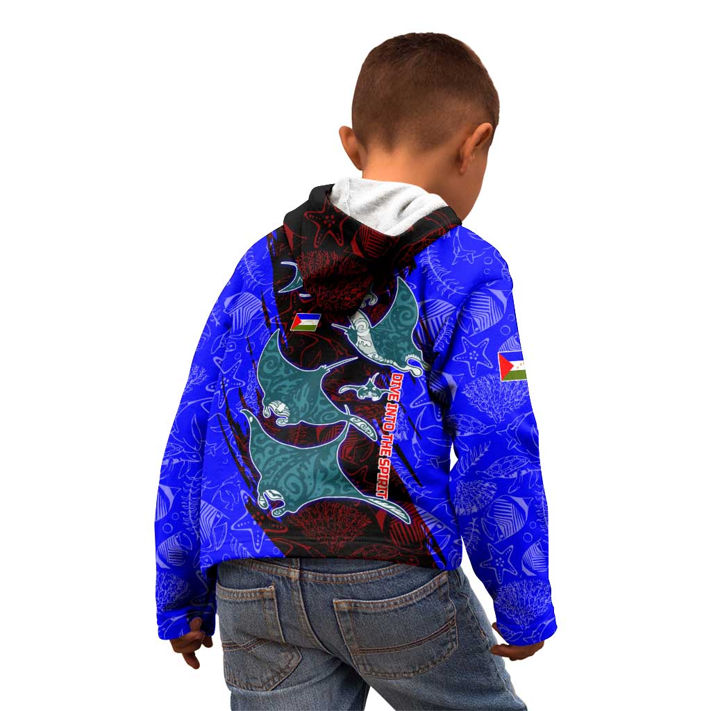 South Caribbean Coast Nicaragua Kid Hoodie with Manta Ray Coral Reef and Dive into the Spirit Design - Wonder Print Shop
