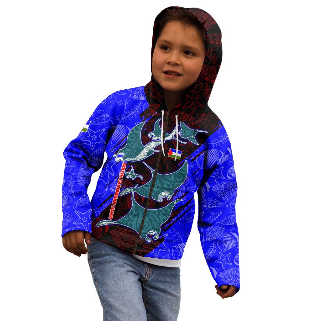 South Caribbean Coast Nicaragua Kid Hoodie with Manta Ray Coral Reef and Dive into the Spirit Design - Wonder Print Shop