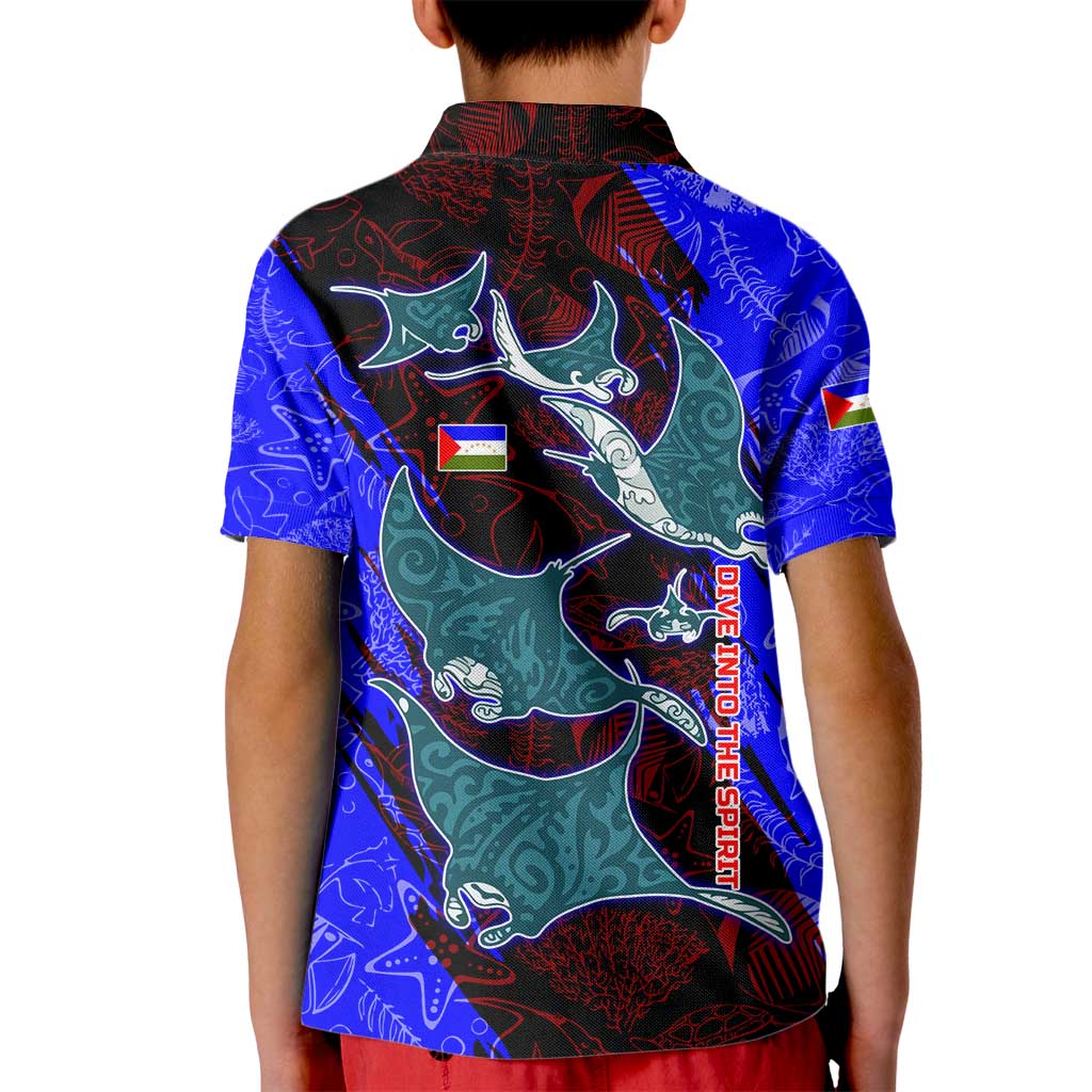 South Caribbean Coast Nicaragua Kid Polo Shirt with Manta Ray Coral Reef and Dive into the Spirit Design - Wonder Print Shop