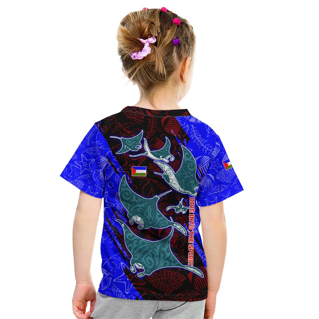 South Caribbean Coast Nicaragua Kid T Shirt with Manta Ray Coral Reef and Dive into the Spirit Design - Wonder Print Shop
