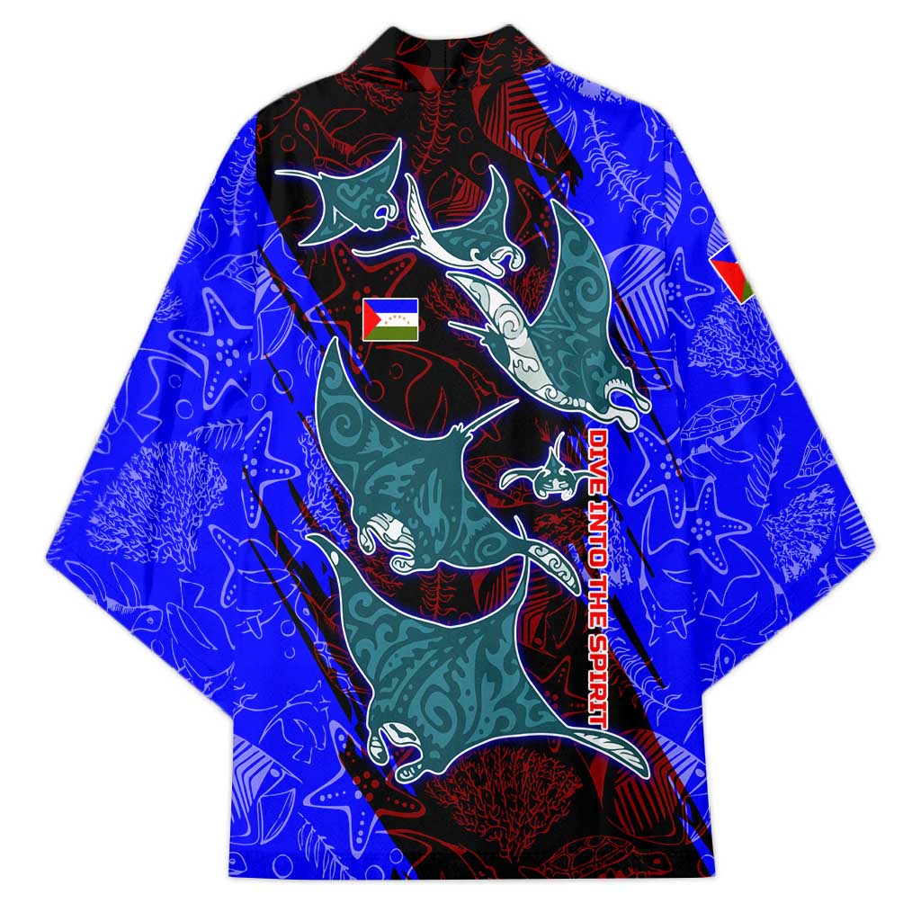 South Caribbean Coast Nicaragua Kimono with Manta Ray Coral Reef and Dive into the Spirit Design - Wonder Print Shop