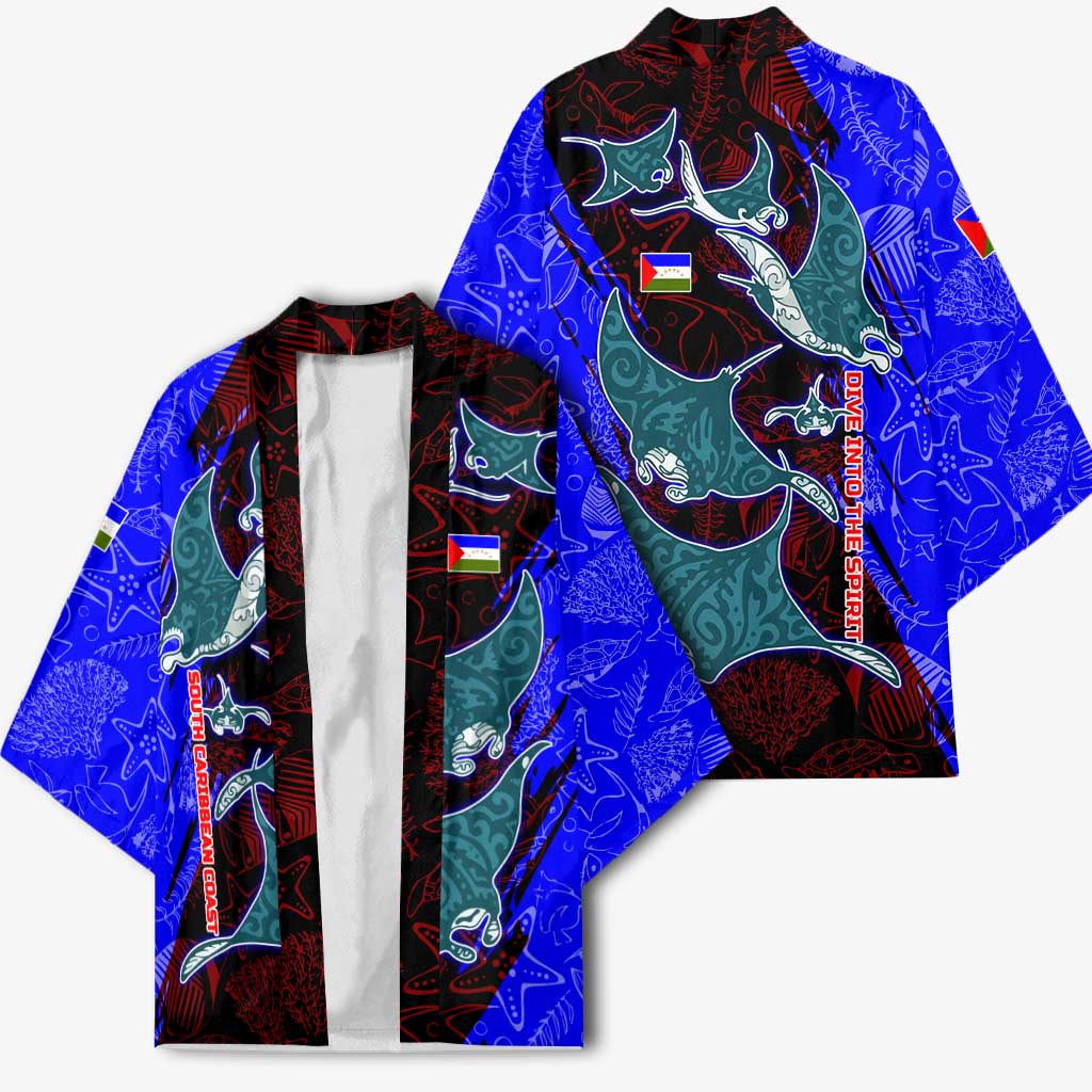 South Caribbean Coast Nicaragua Kimono with Manta Ray Coral Reef and Dive into the Spirit Design - Wonder Print Shop