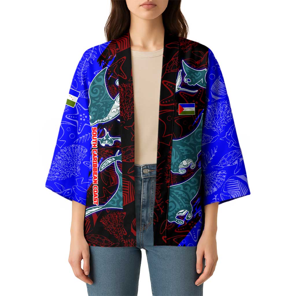 South Caribbean Coast Nicaragua Kimono with Manta Ray Coral Reef and Dive into the Spirit Design - Wonder Print Shop