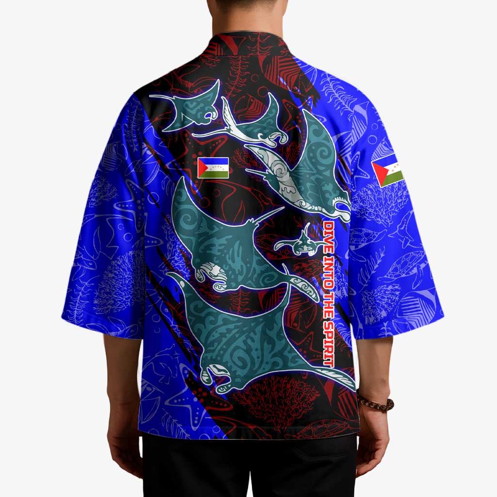 South Caribbean Coast Nicaragua Kimono with Manta Ray Coral Reef and Dive into the Spirit Design - Wonder Print Shop