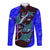 South Caribbean Coast Nicaragua Long Sleeve Button Shirt with Manta Ray Coral Reef and Dive into the Spirit Design - Wonder Print Shop