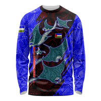 South Caribbean Coast Nicaragua Long Sleeve Shirt with Manta Ray Coral Reef and Dive into the Spirit Design - Wonder Print Shop
