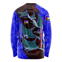 South Caribbean Coast Nicaragua Long Sleeve Shirt with Manta Ray Coral Reef and Dive into the Spirit Design - Wonder Print Shop