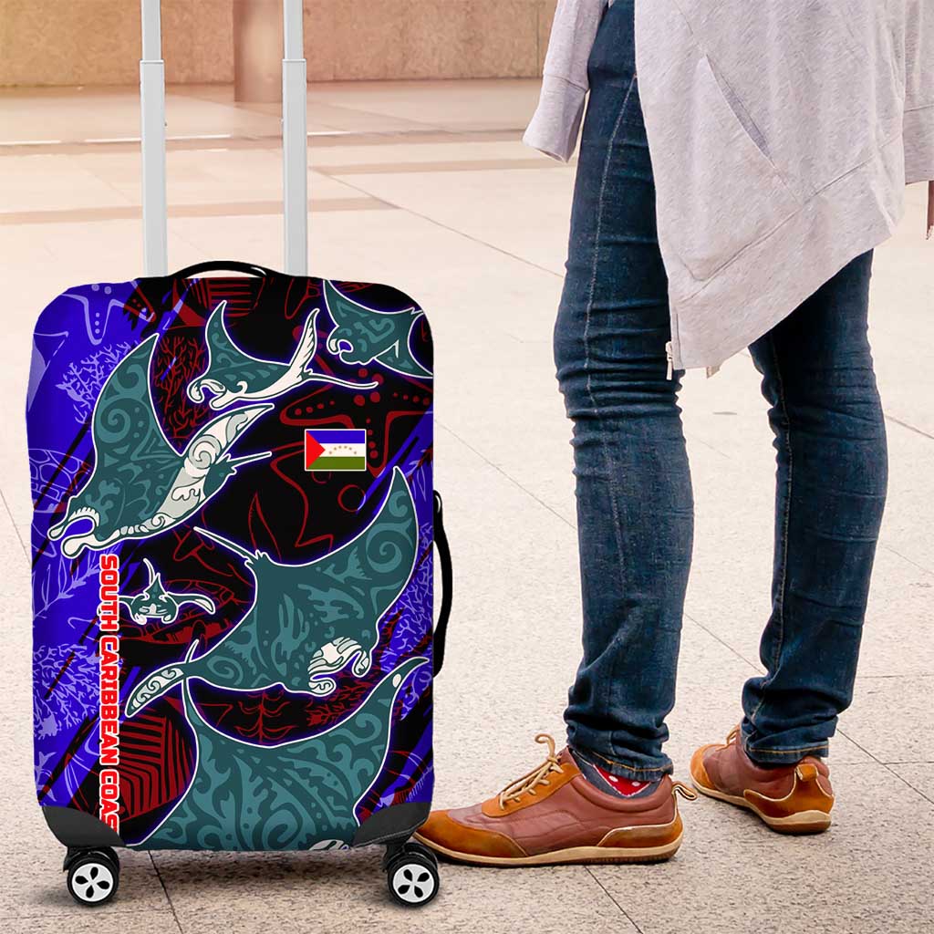 South Caribbean Coast Nicaragua Luggage Cover with Manta Ray Coral Reef and Dive into the Spirit Design - Wonder Print Shop