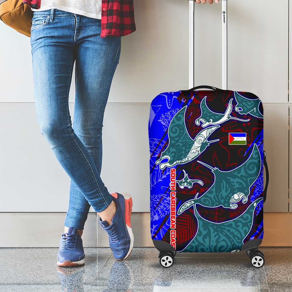 South Caribbean Coast Nicaragua Luggage Cover with Manta Ray Coral Reef and Dive into the Spirit Design - Wonder Print Shop
