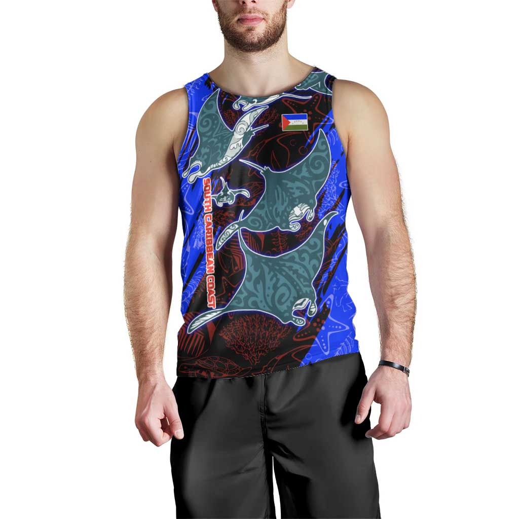 South Caribbean Coast Nicaragua Men Tank Top with Manta Ray Coral Reef and Dive into the Spirit Design - Wonder Print Shop
