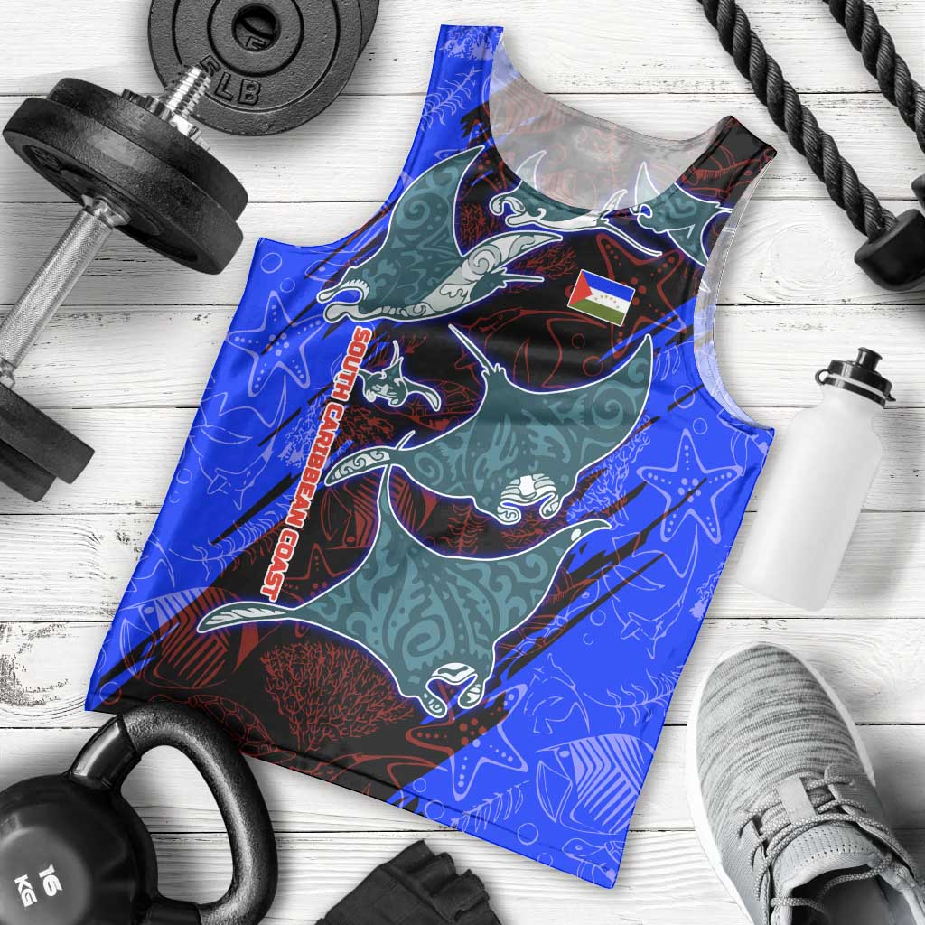South Caribbean Coast Nicaragua Men Tank Top with Manta Ray Coral Reef and Dive into the Spirit Design - Wonder Print Shop