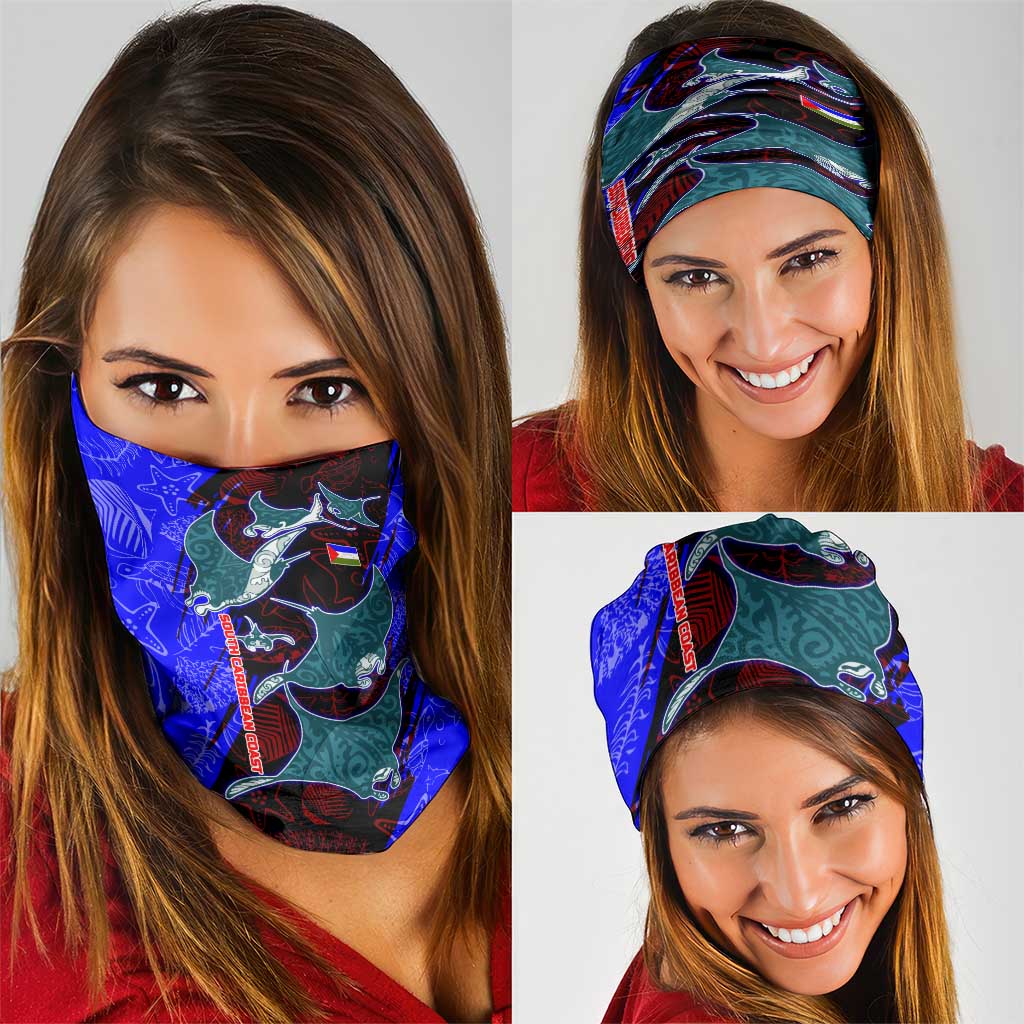 South Caribbean Coast Nicaragua Neck Gaiter with Manta Ray Coral Reef and Dive into the Spirit Design - Wonder Print Shop