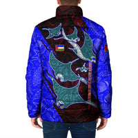 South Caribbean Coast Nicaragua Padded Jacket with Manta Ray Coral Reef and Dive into the Spirit Design - Wonder Print Shop