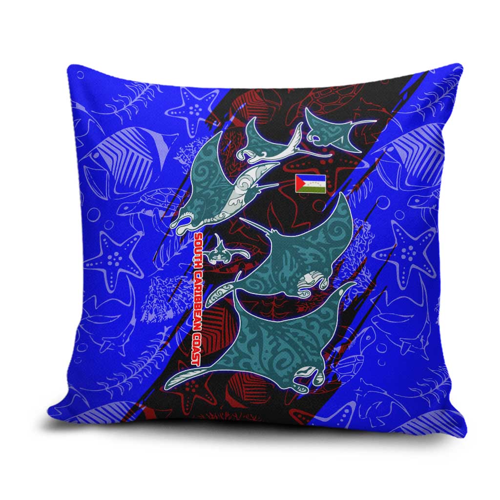 South Caribbean Coast Nicaragua Pillow Cover with Manta Ray Coral Reef and Dive into the Spirit Design - Wonder Print Shop