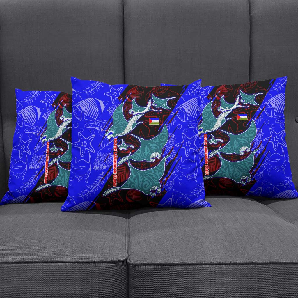 South Caribbean Coast Nicaragua Pillow Cover with Manta Ray Coral Reef and Dive into the Spirit Design - Wonder Print Shop