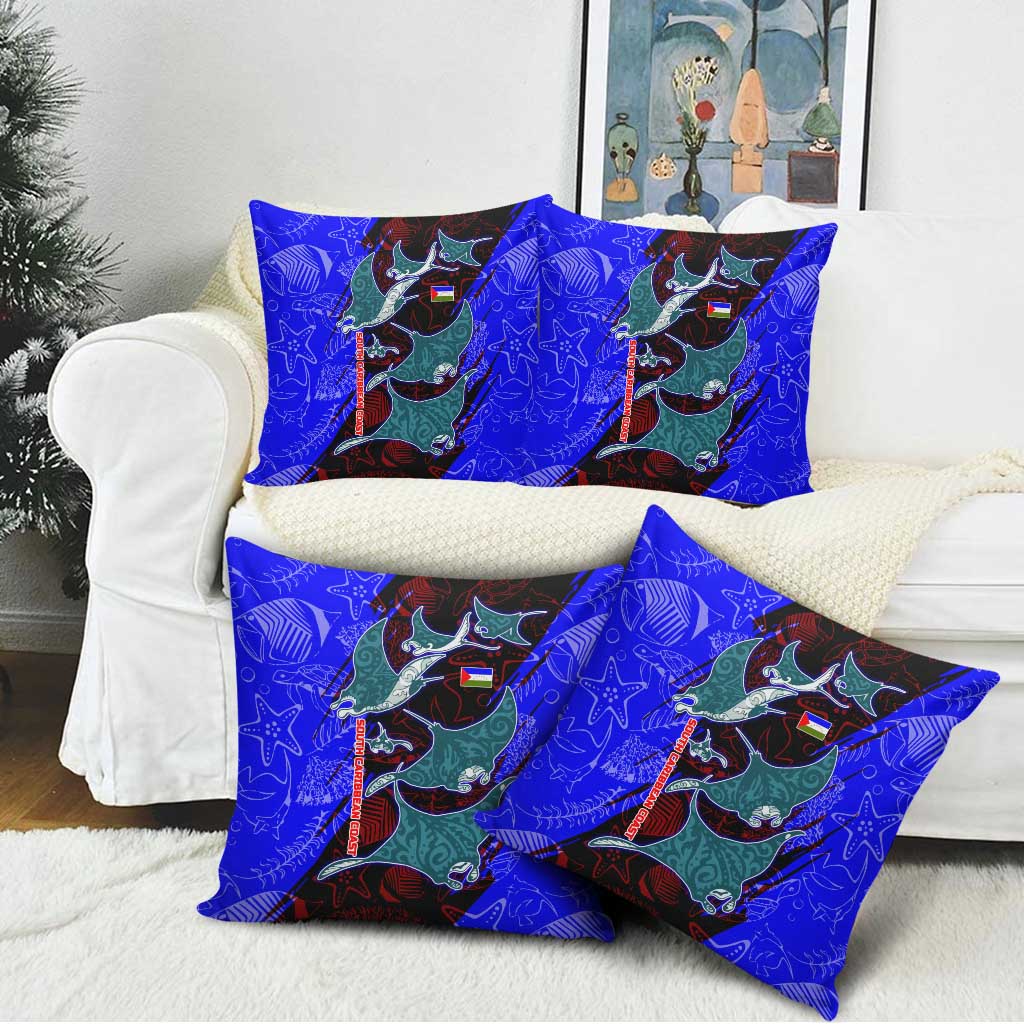 South Caribbean Coast Nicaragua Pillow Cover with Manta Ray Coral Reef and Dive into the Spirit Design - Wonder Print Shop