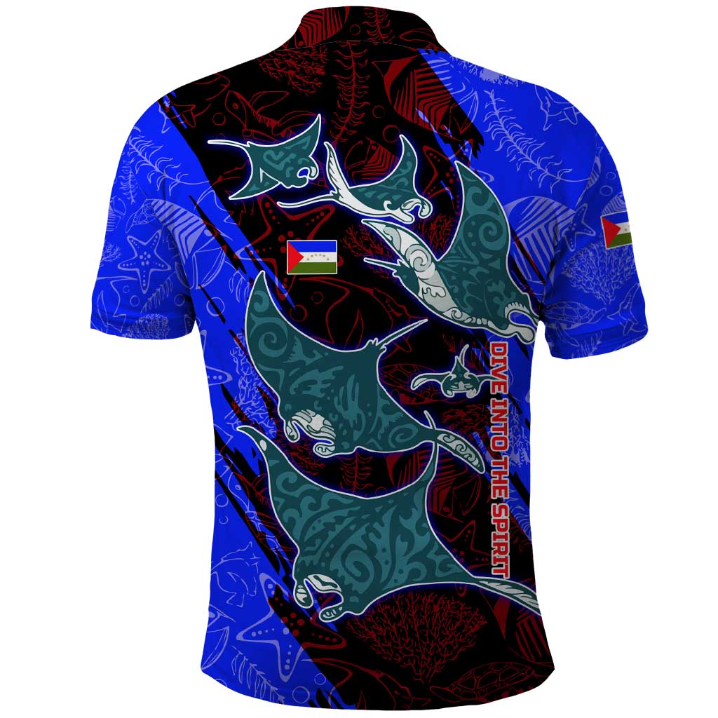 South Caribbean Coast Nicaragua Polo Shirt with Manta Ray Coral Reef and Dive into the Spirit Design - Wonder Print Shop