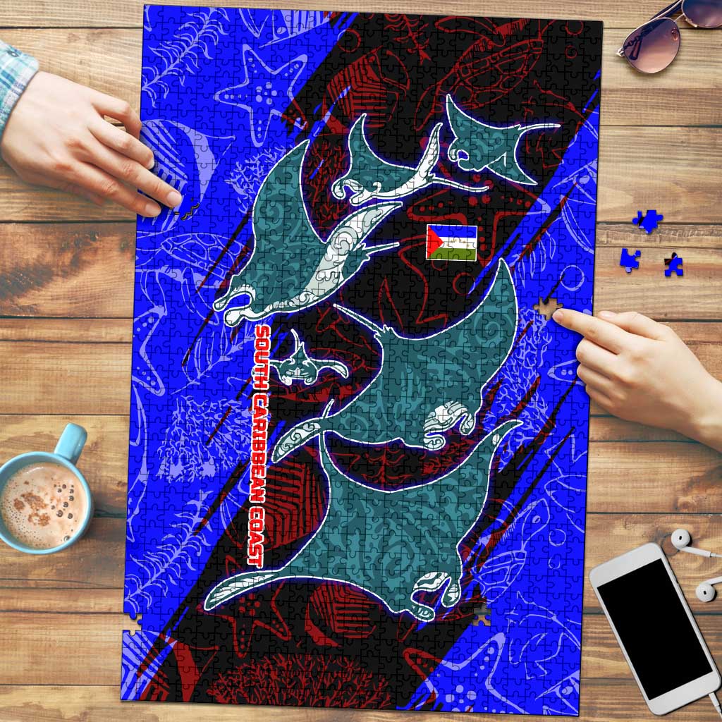 South Caribbean Coast Nicaragua Puzzle with Manta Ray Coral Reef and Dive into the Spirit Design - Wonder Print Shop