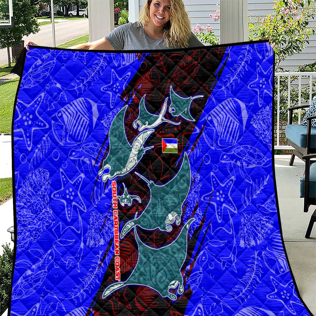 South Caribbean Coast Nicaragua Quilt with Manta Ray Coral Reef and Dive into the Spirit Design - Wonder Print Shop